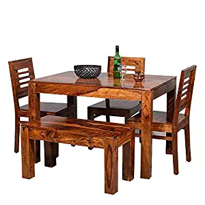 Jangid Handicraft Sheesham Wood Rosewood 4 Seater Dining Table Set